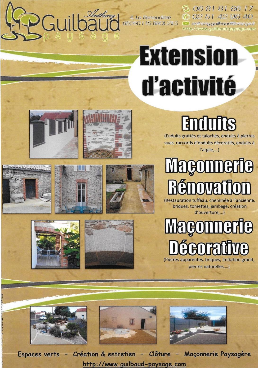 Depuis septembre 2016, nous avons élargi notre activité en employant une personne qualifiée et confirmée dans le domaine de la maçonnerie. Nous proposons actuellement différents types de travaux :